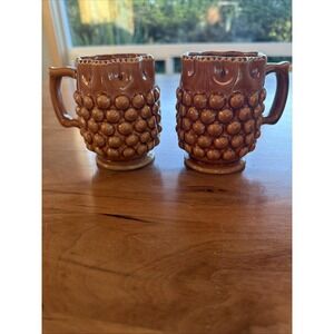 Vintage INARCO Brown Hobnail Ceramic Mugs Set – Mid Century Coffee Cups – E-285